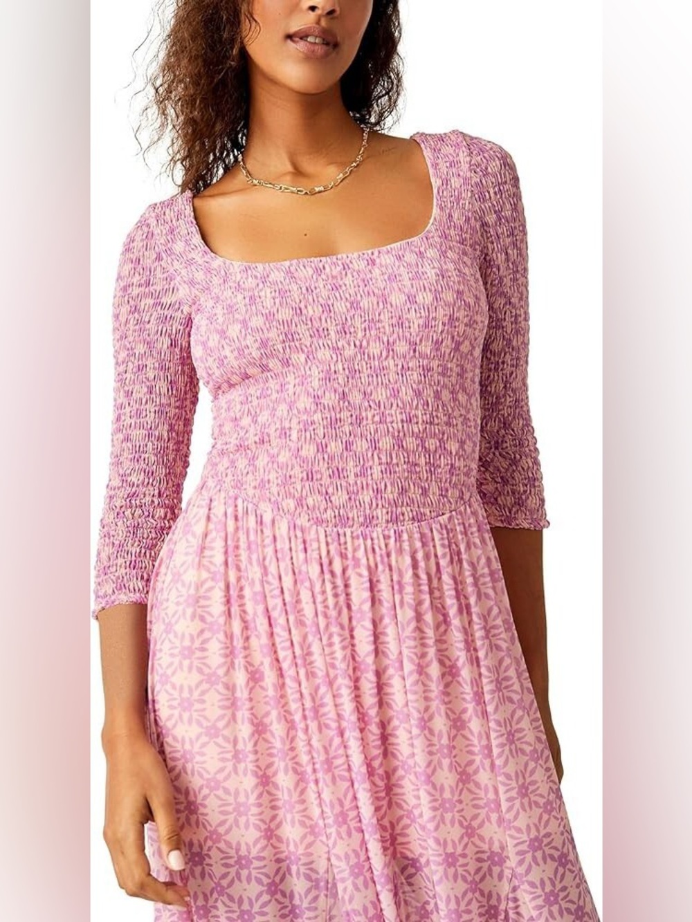 Free People It's Fate Longsleeve Midi Dress in the 'Lilac Combo' colorway, NWT - Picture 3 of 13